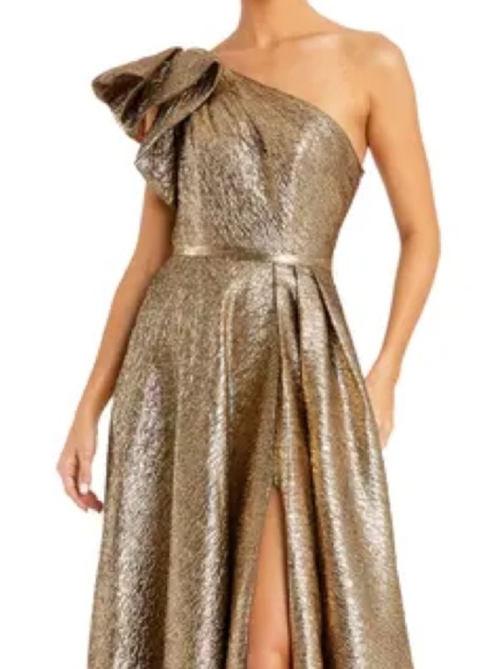 Mac Duggal Metallic Gold Textured Party Dress